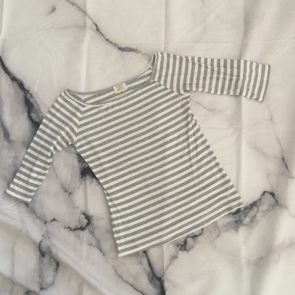 PST Project Social T stripe crop sleeve t-shirt - Picture 1 of 3